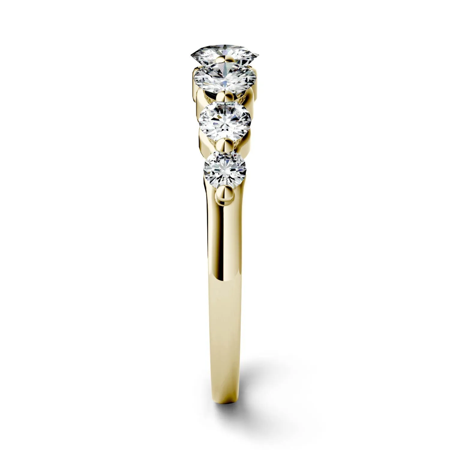 0.87 CTW DEW Round Moissanite Seven Stone Ring in 14K Yellow Gold