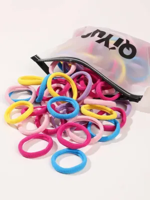 100pcs Solid Casual Hair Tie - Multicolor