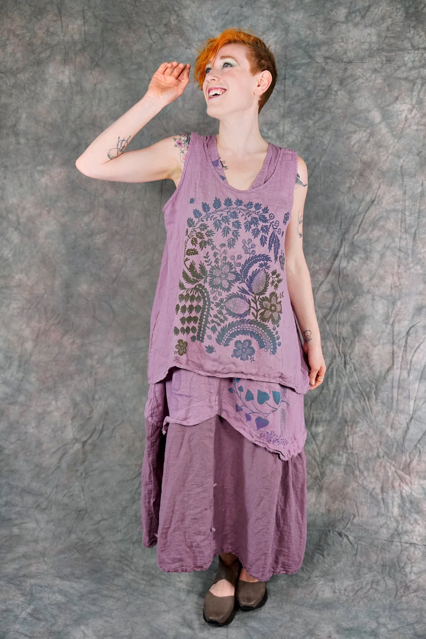 1196 Linen Tank Tulsi Rose-P