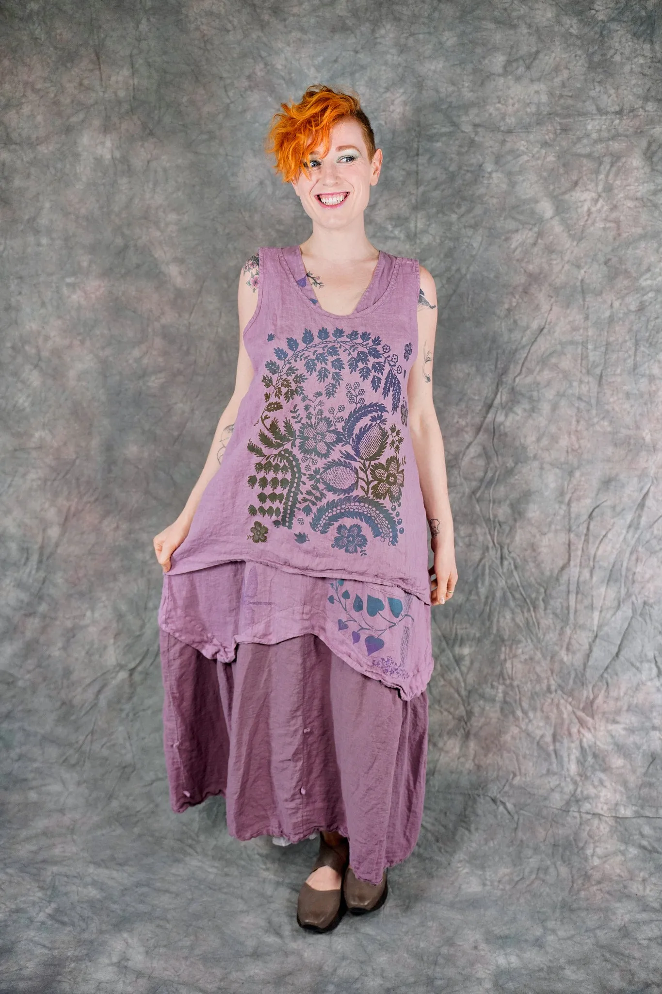 1196 Linen Tank Tulsi Rose-P