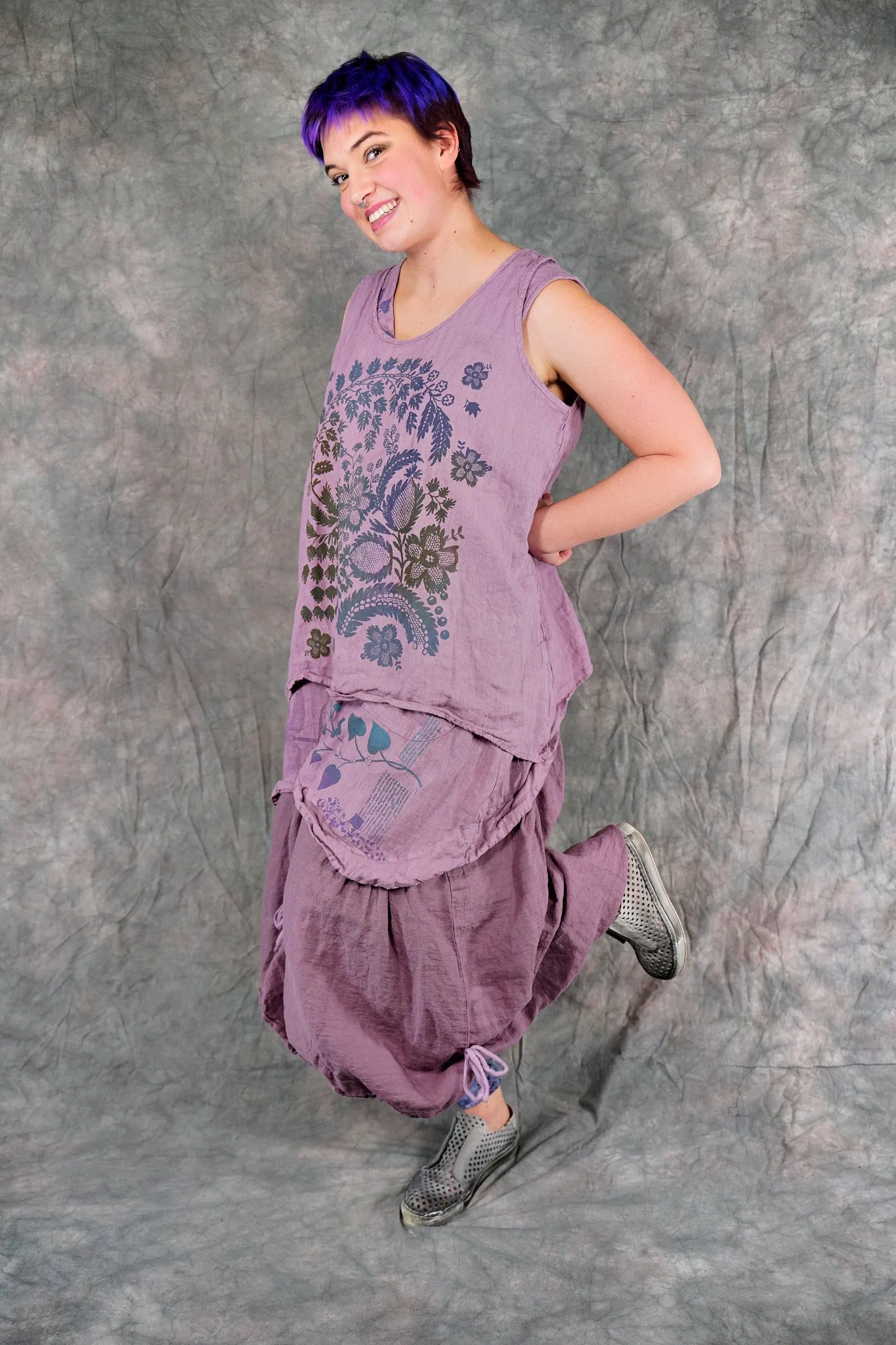 1196 Linen Tank Tulsi Rose-P