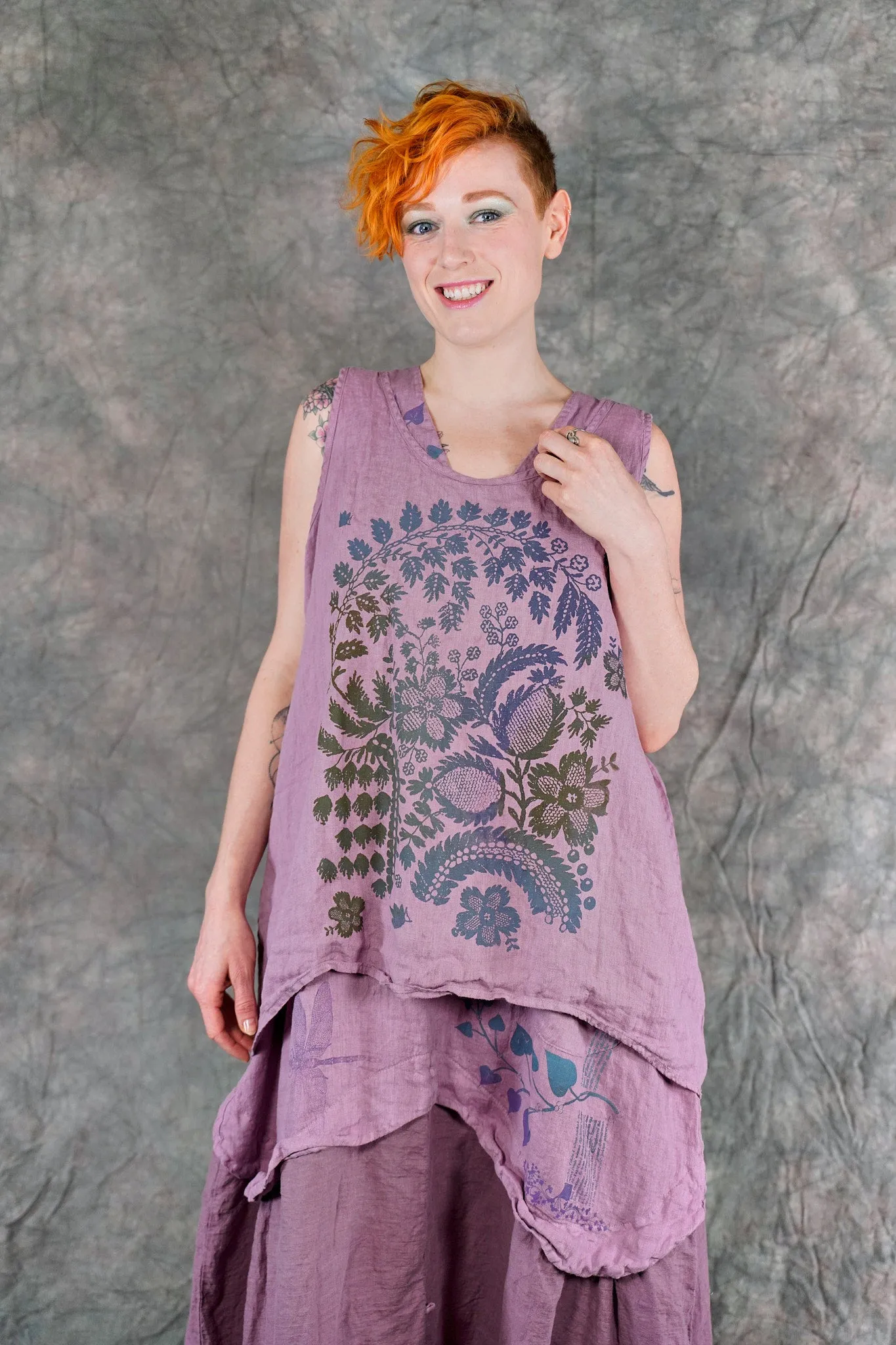 1196 Linen Tank Tulsi Rose-P