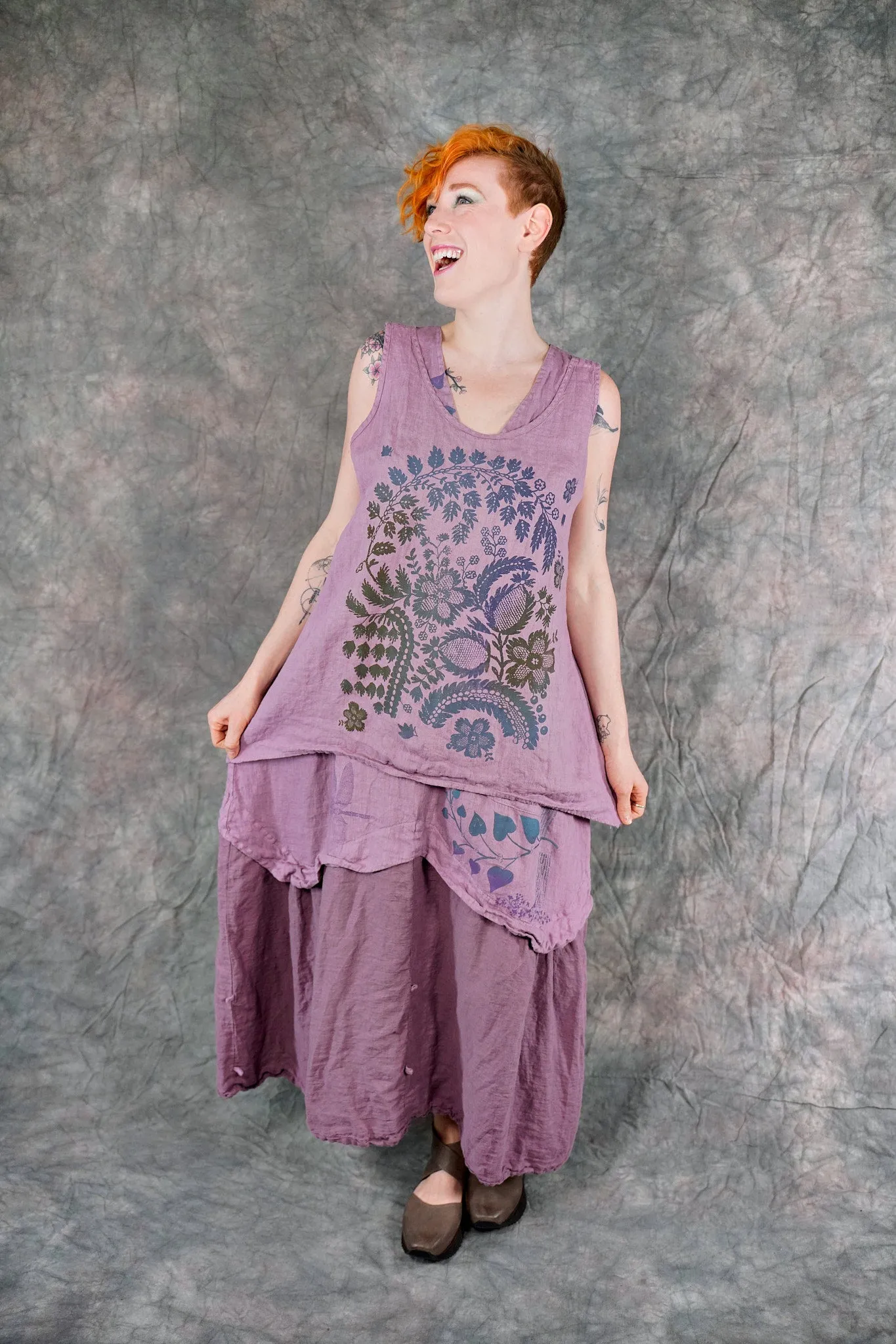 1196 Linen Tank Tulsi Rose-P