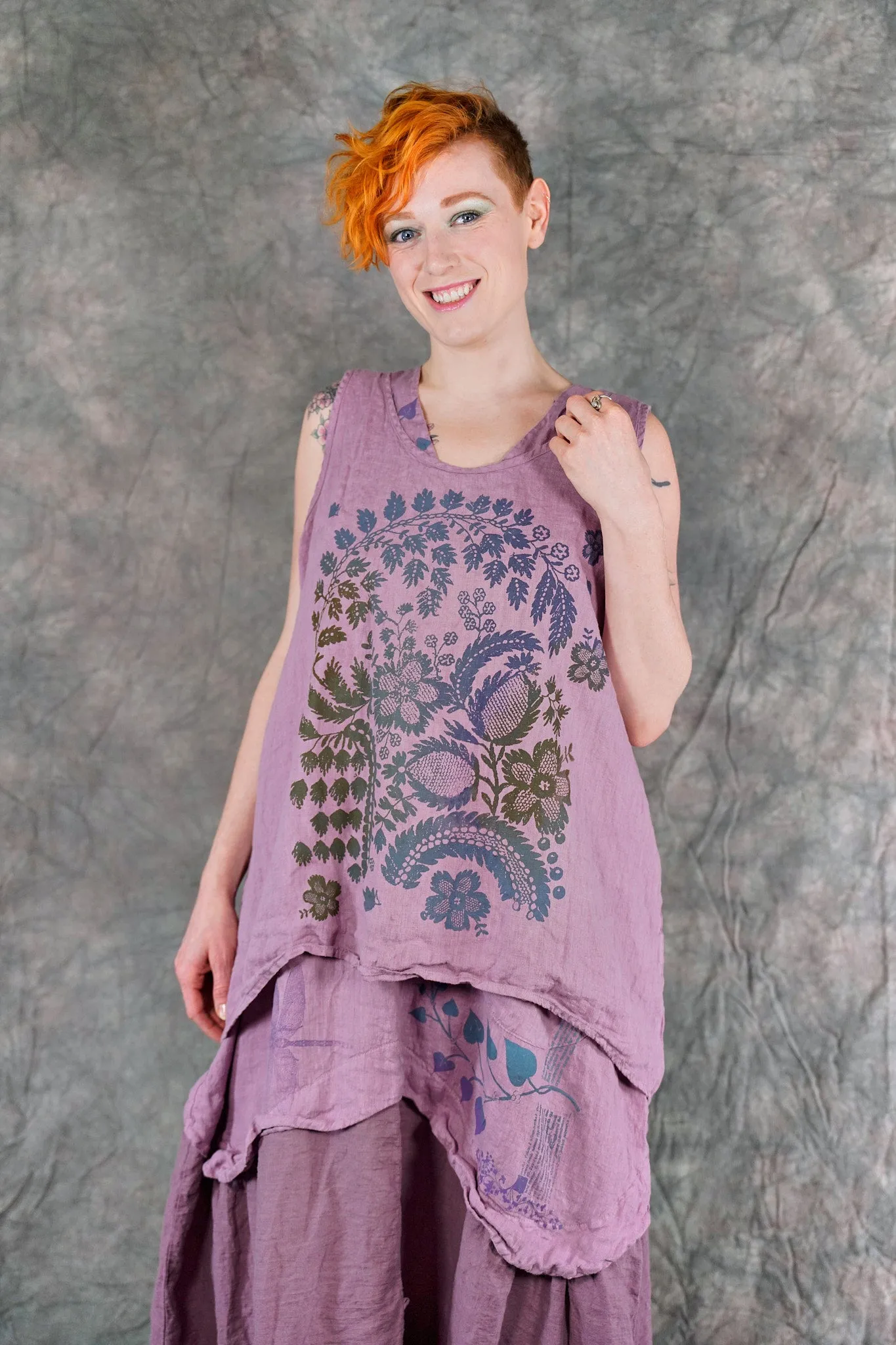 1196 Linen Tank Tulsi Rose-P