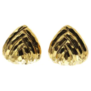 1980s Hammered 18 Karat Gold Ear Clips