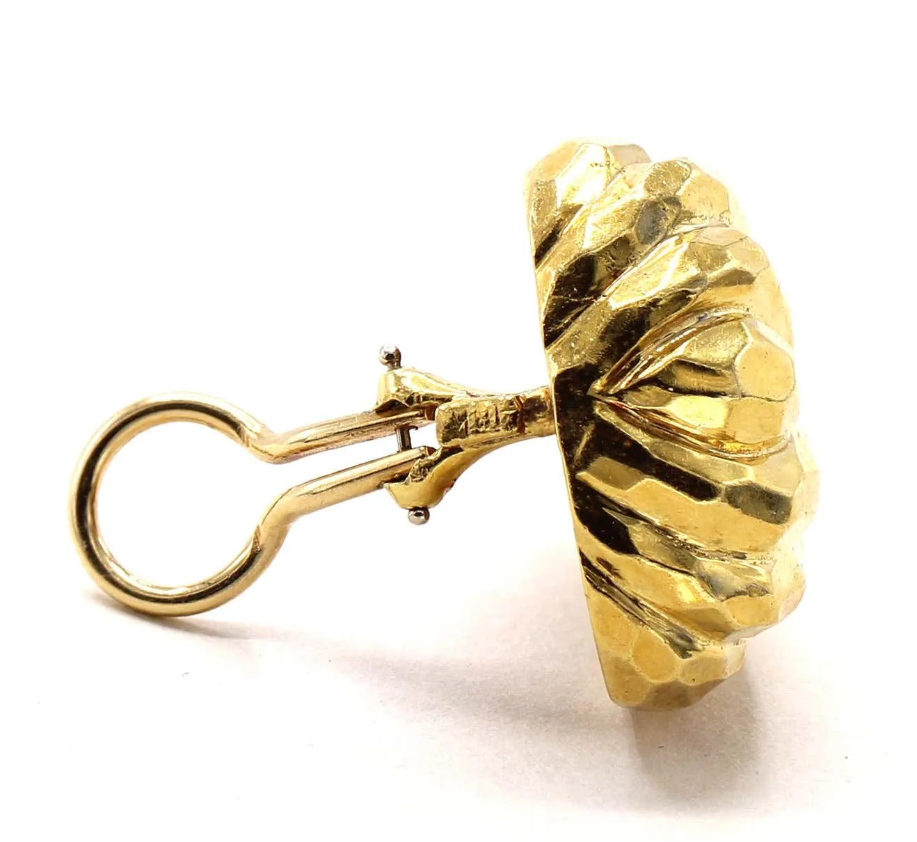 1980s Hammered 18 Karat Gold Ear Clips