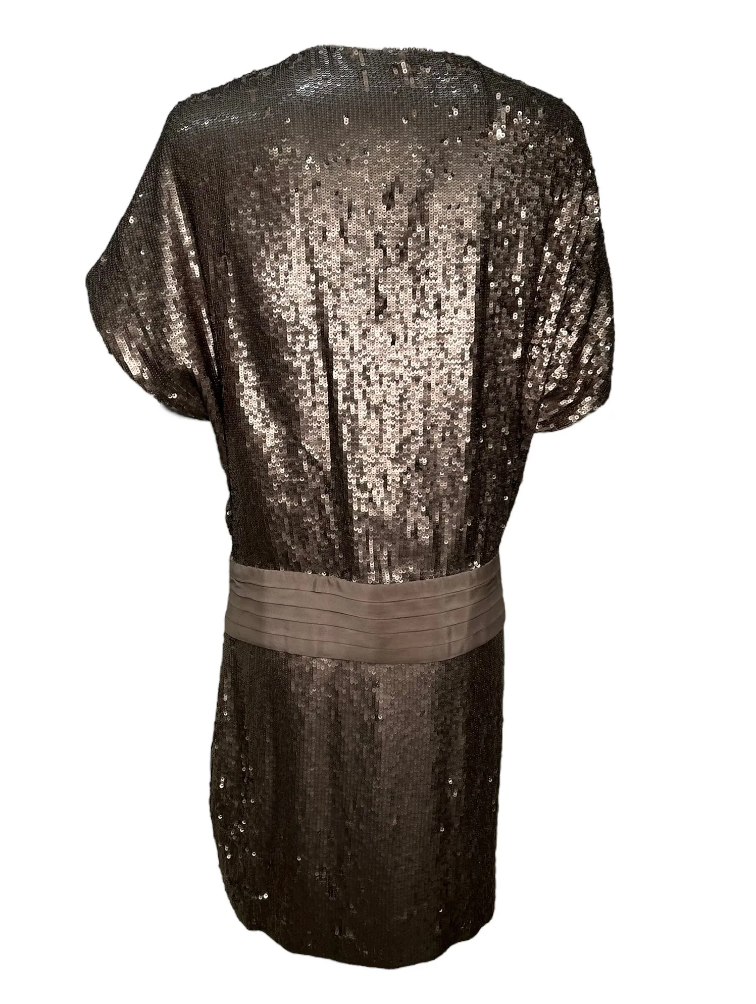 2000s Haute Hippie Sequin Gold Drop Waist Cocktail Dress