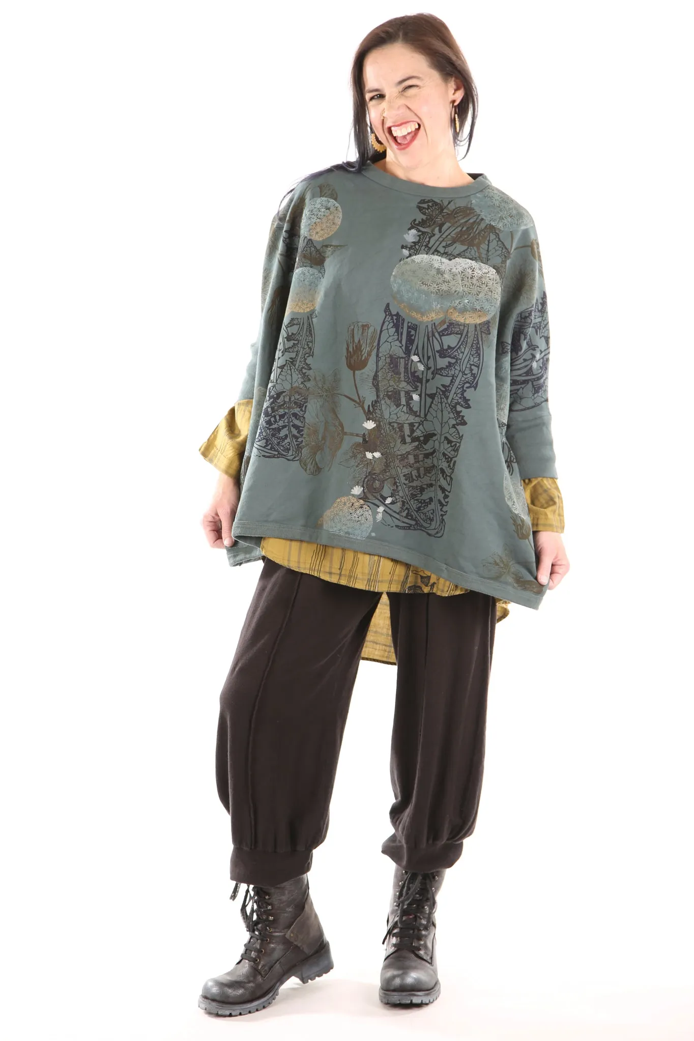 2210 Cozy Fleece Square Sweatshirt-Petrol- Dandelion Morris
