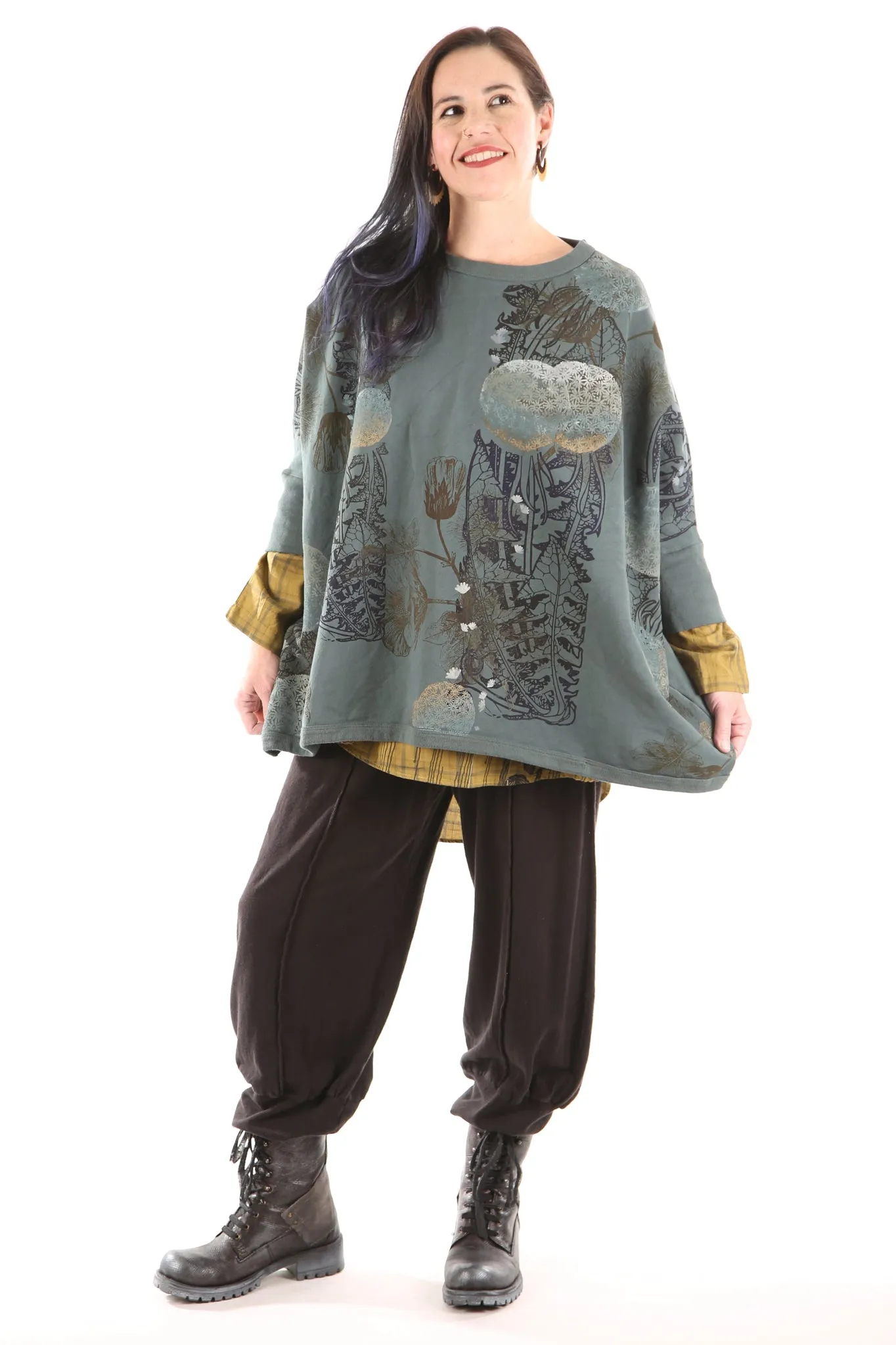 2210 Cozy Fleece Square Sweatshirt-Petrol- Dandelion Morris