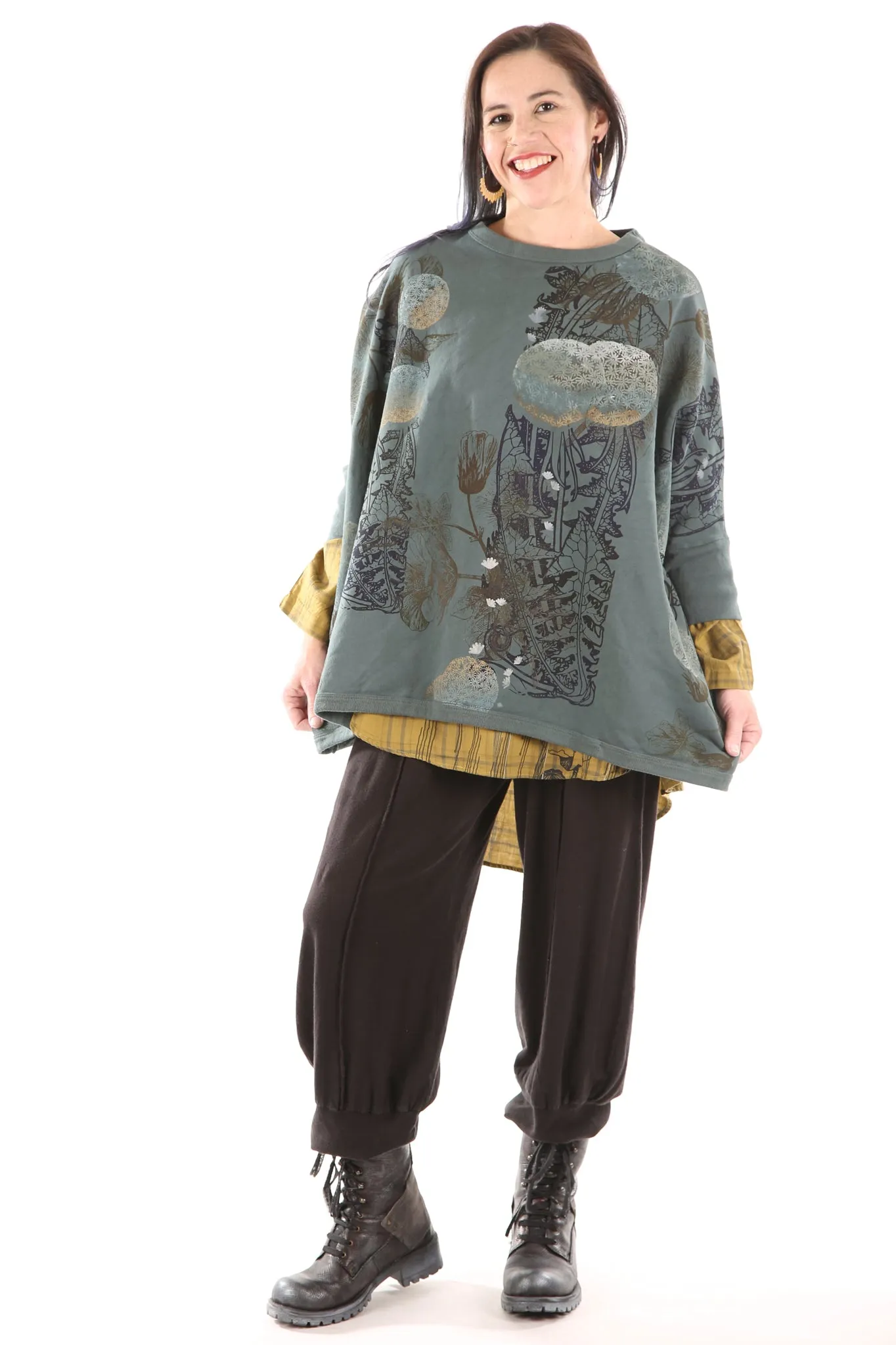 2210 Cozy Fleece Square Sweatshirt-Petrol- Dandelion Morris