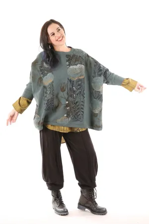 2210 Cozy Fleece Square Sweatshirt-Petrol- Dandelion Morris
