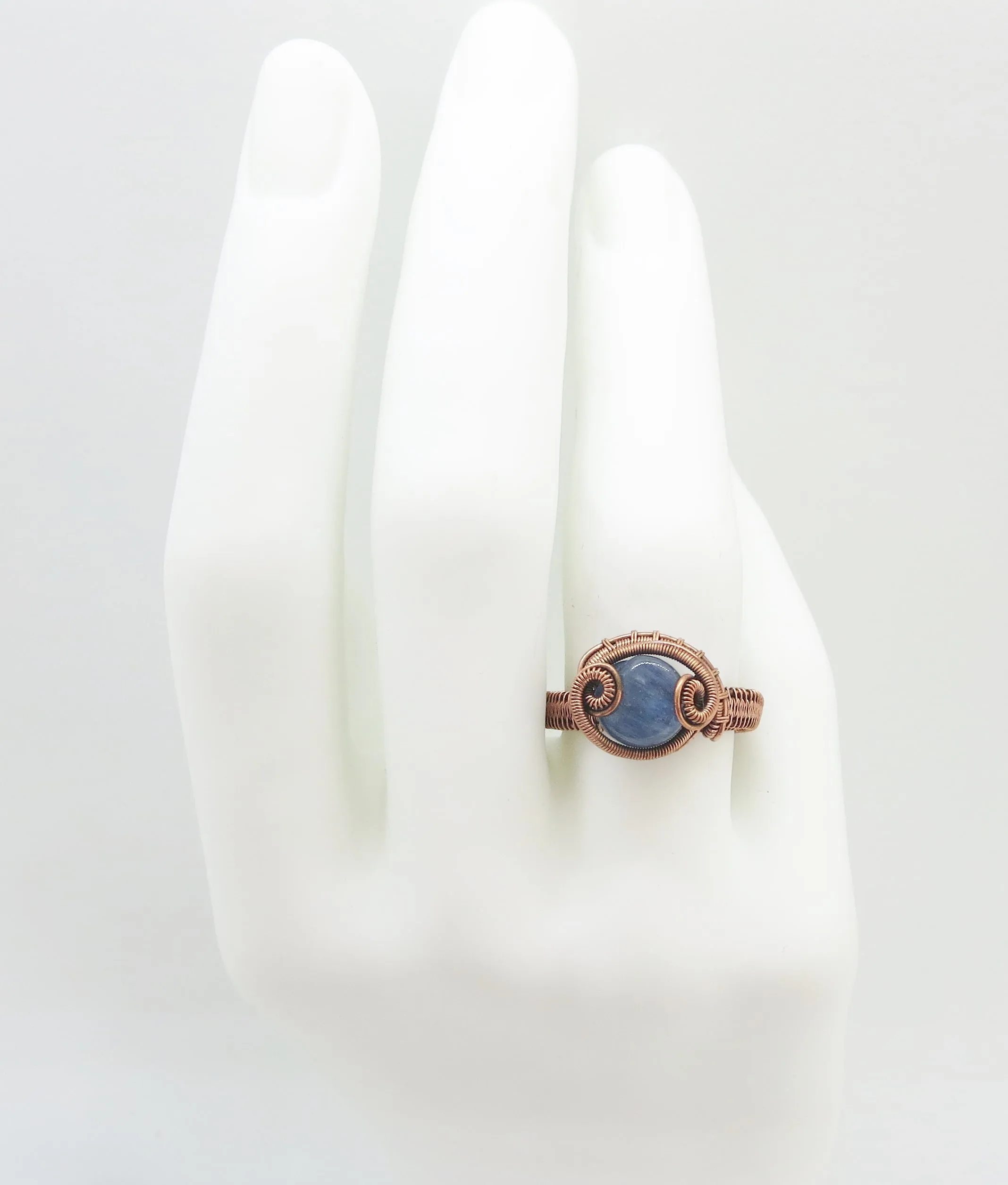 Adjustable Woven Copper Ring with Custom Gemstone; "Coriolis"