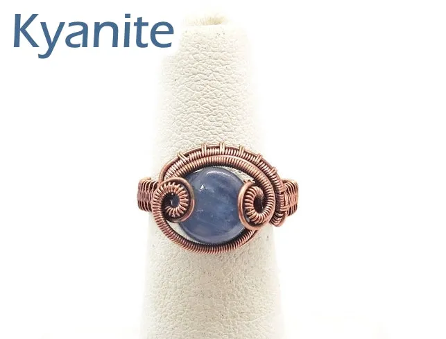 Adjustable Woven Copper Ring with Custom Gemstone; "Coriolis"