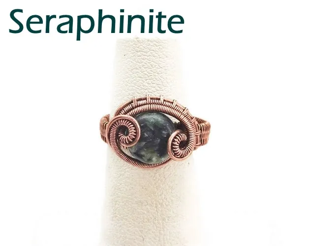 Adjustable Woven Copper Ring with Custom Gemstone; "Coriolis"