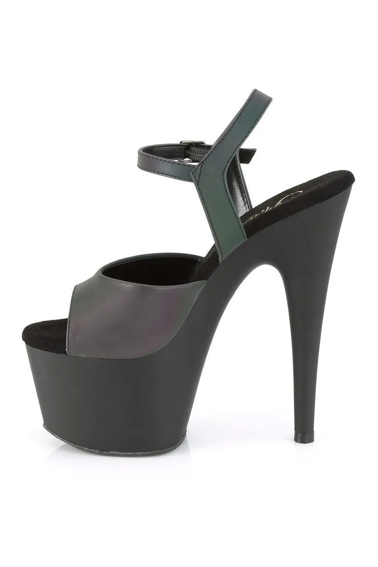 ADORE-709REFL Exotic Platform Sandal | Black Faux Leather