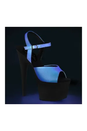 ADORE-709REFL Exotic Platform Sandal | Black Faux Leather