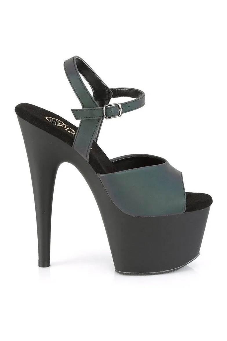 ADORE-709REFL Exotic Platform Sandal | Black Faux Leather