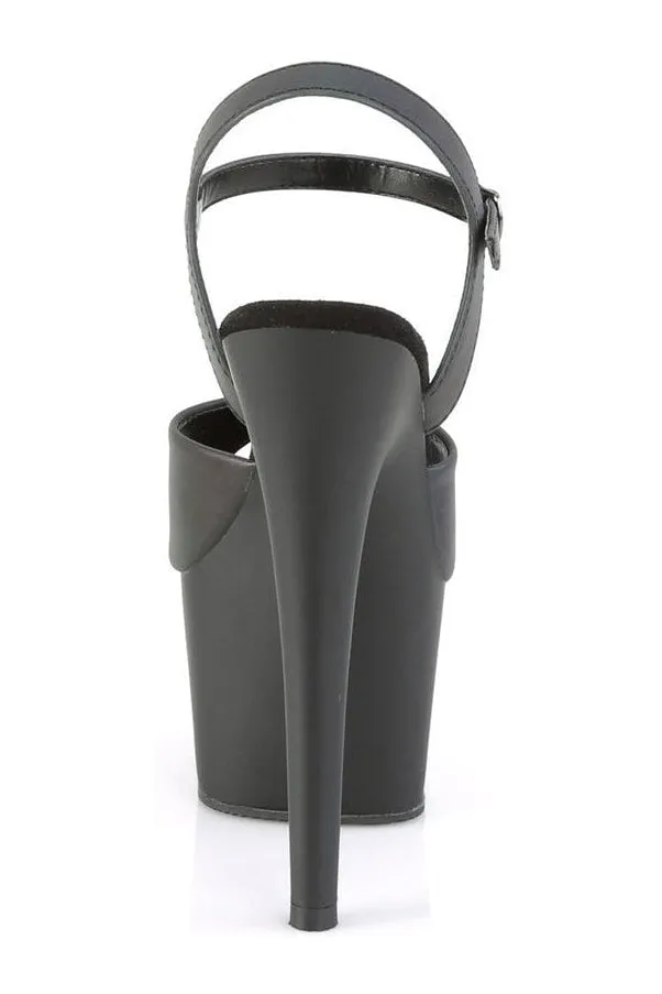 ADORE-709REFL Exotic Platform Sandal | Black Faux Leather