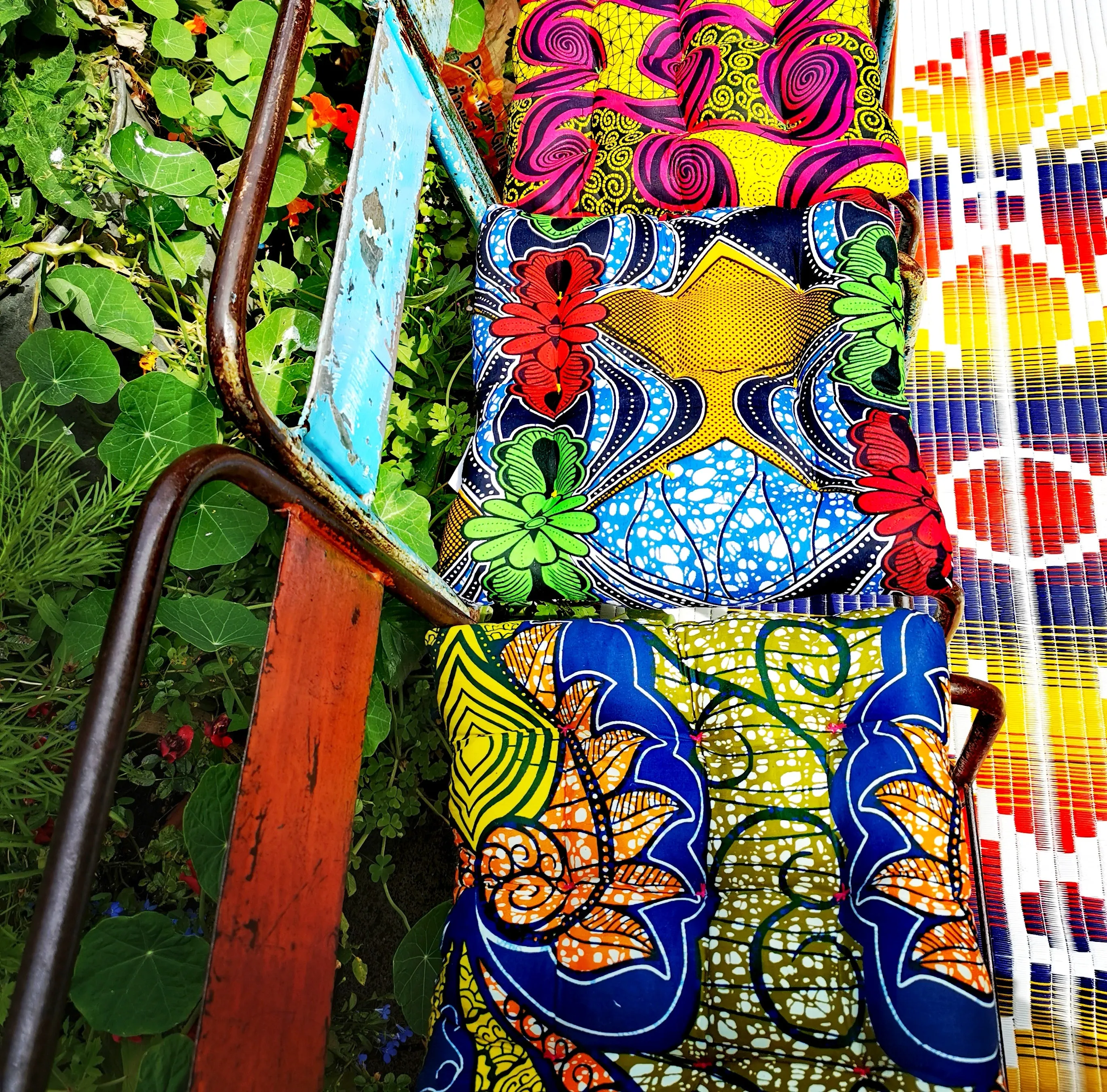 African wax print seat cushion