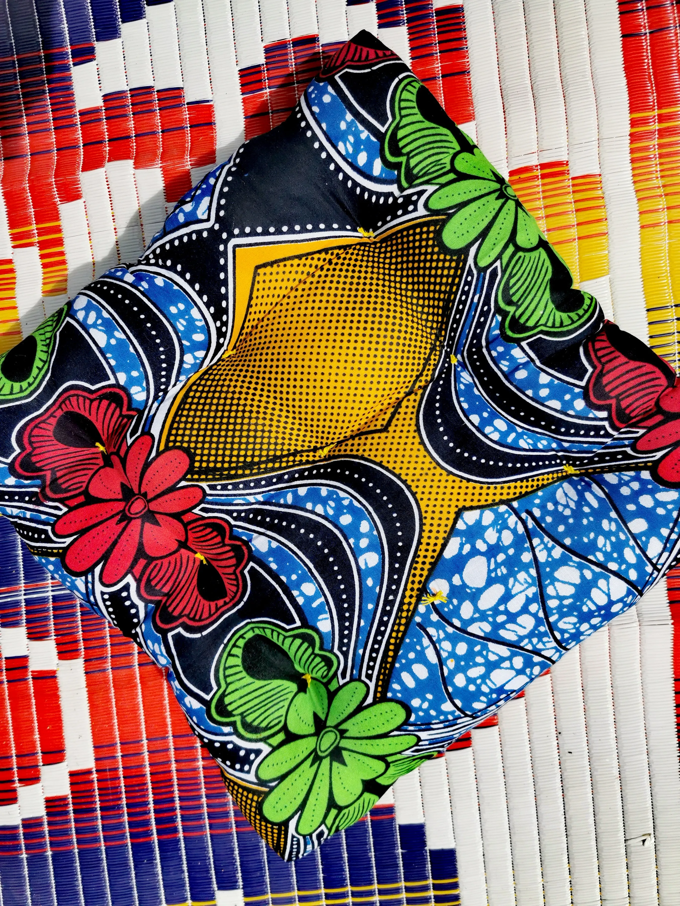 African wax print seat cushion