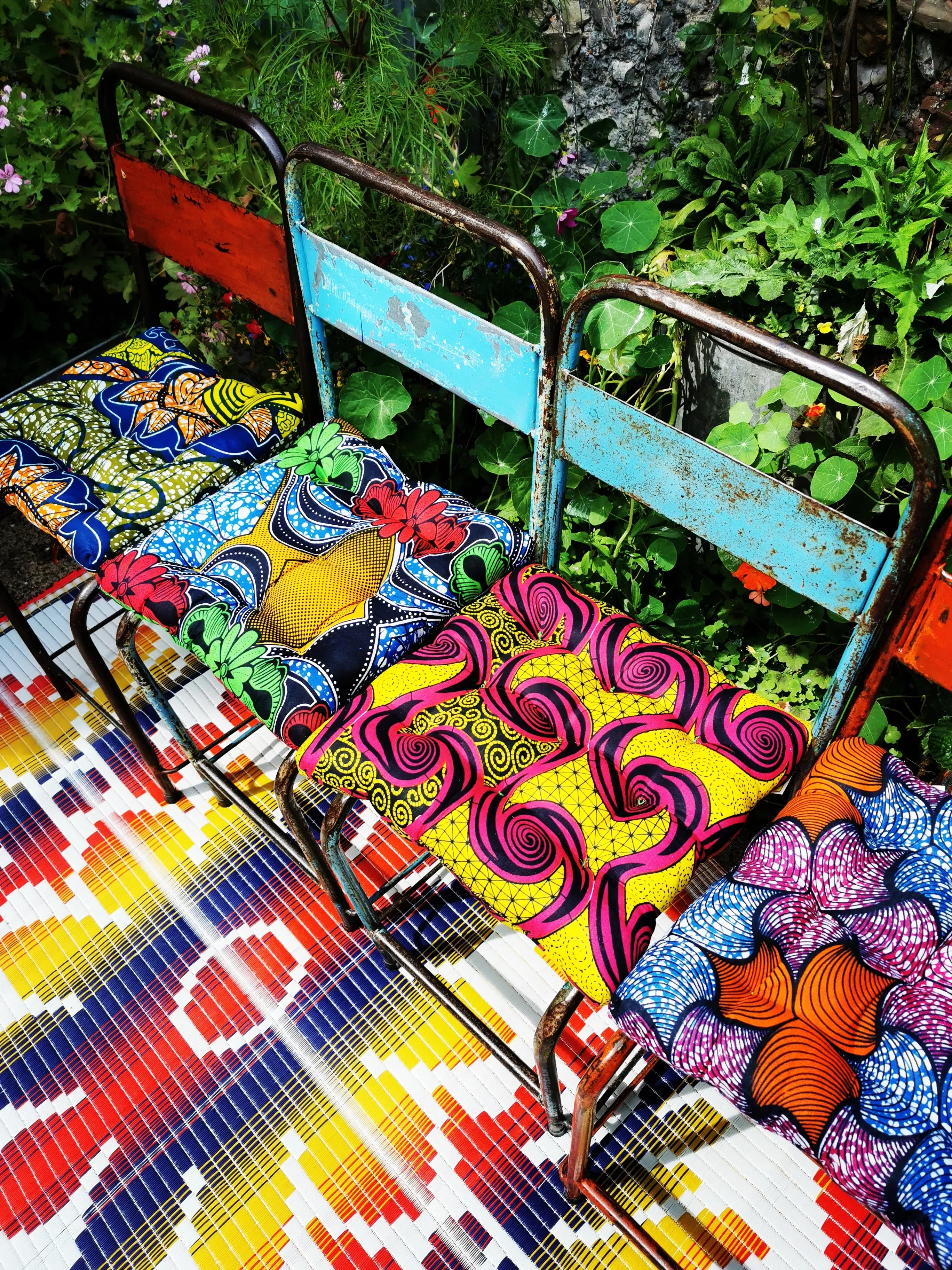African wax print seat cushion