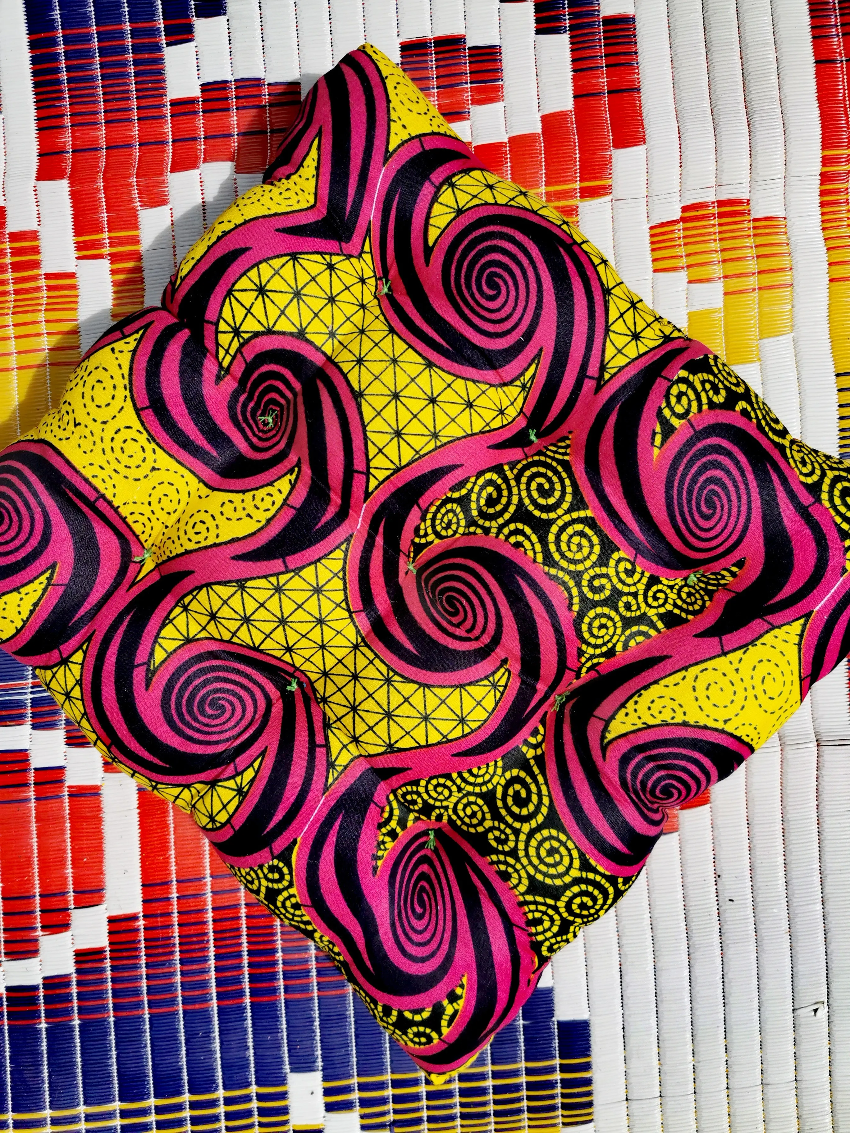 African wax print seat cushion
