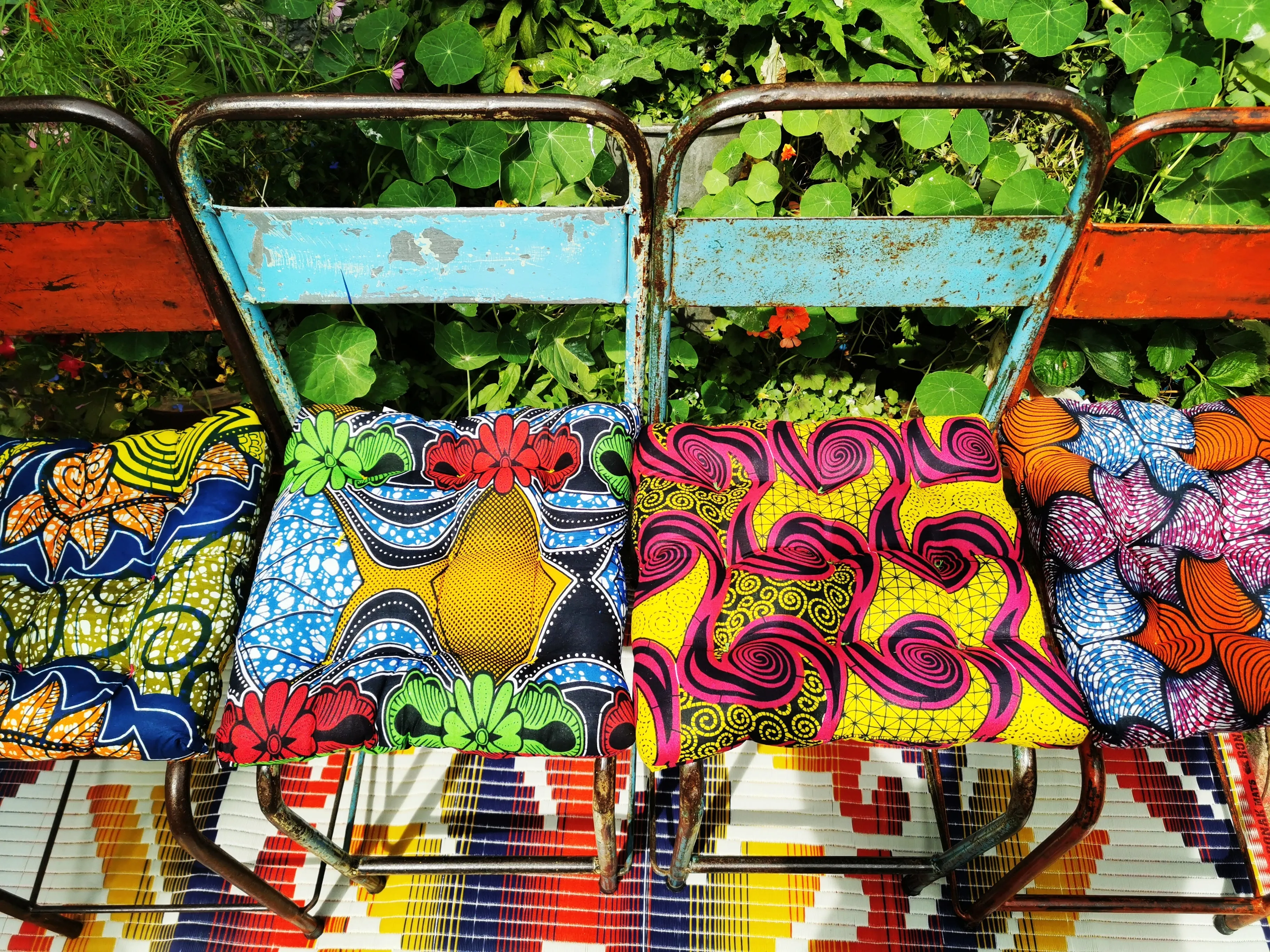 African wax print seat cushion