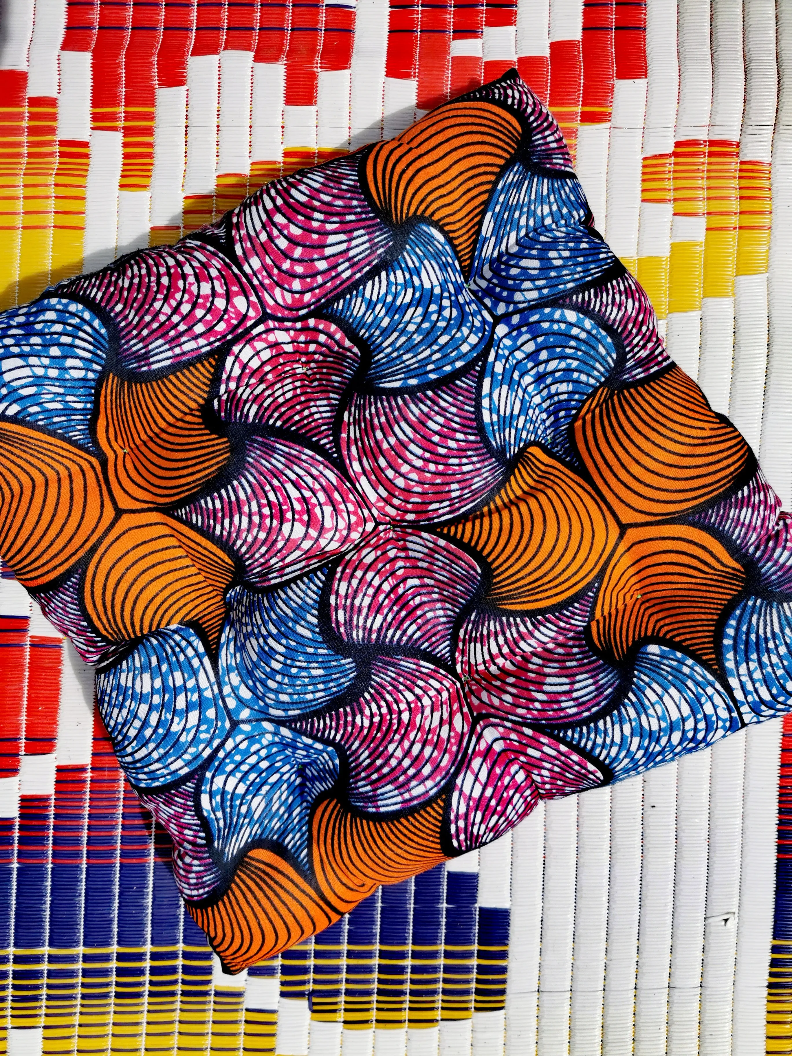 African wax print seat cushion
