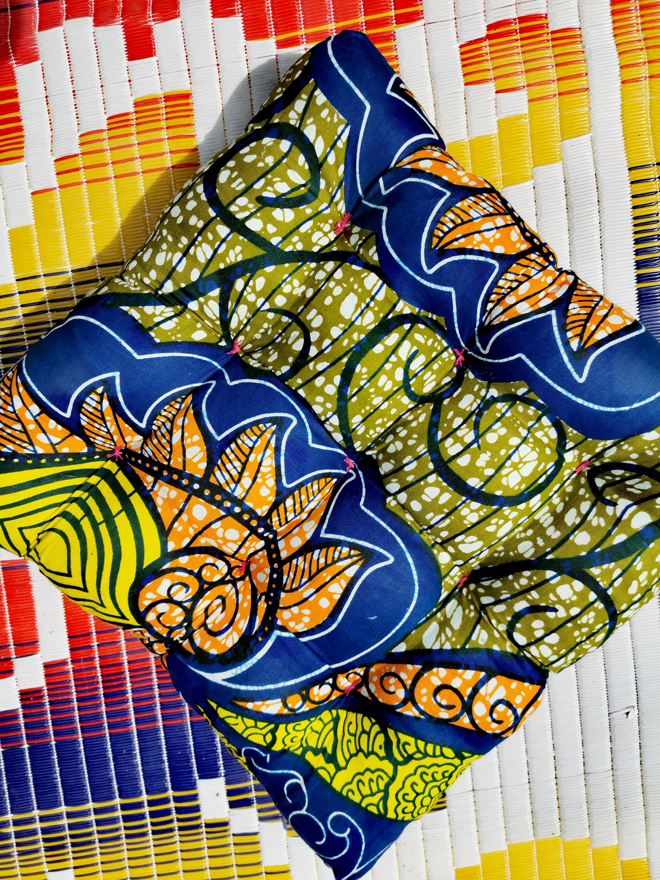 African wax print seat cushion