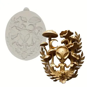 Alien and Mushroom Silicone Mold Cake Decorating Tool for Crafts, Resin, Polymer Clay.