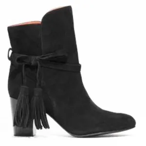 &amp; Other Stories Womens Black Suede Leather Ankle Booties Heels Boots Tassels