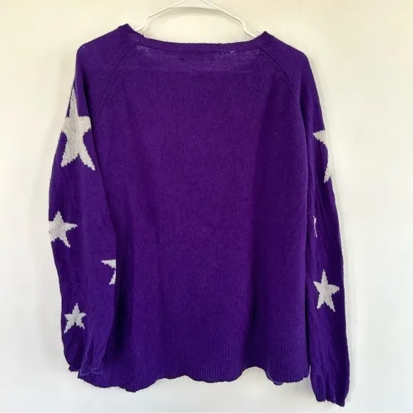 Amusé Paris Purple &amp; White Star Cashmere Sweater - Oversized, Round Neck