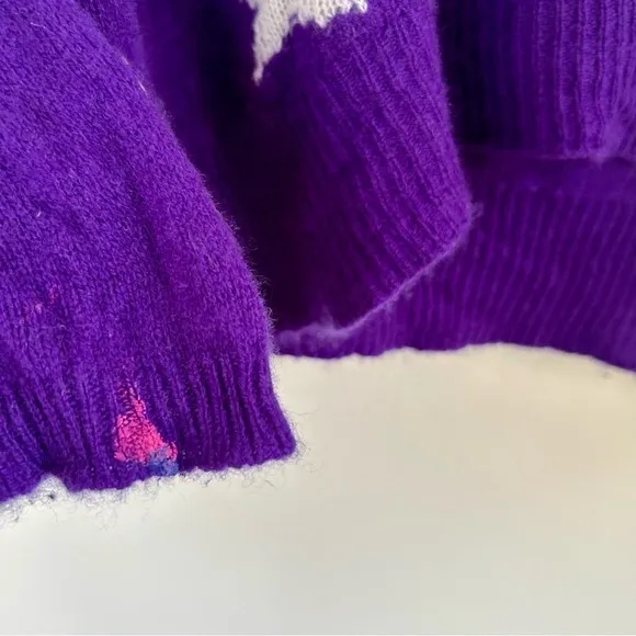 Amusé Paris Purple &amp; White Star Cashmere Sweater - Oversized, Round Neck