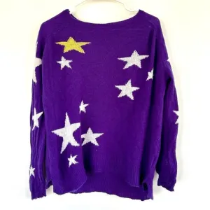 Amusé Paris Purple &amp; White Star Cashmere Sweater - Oversized, Round Neck