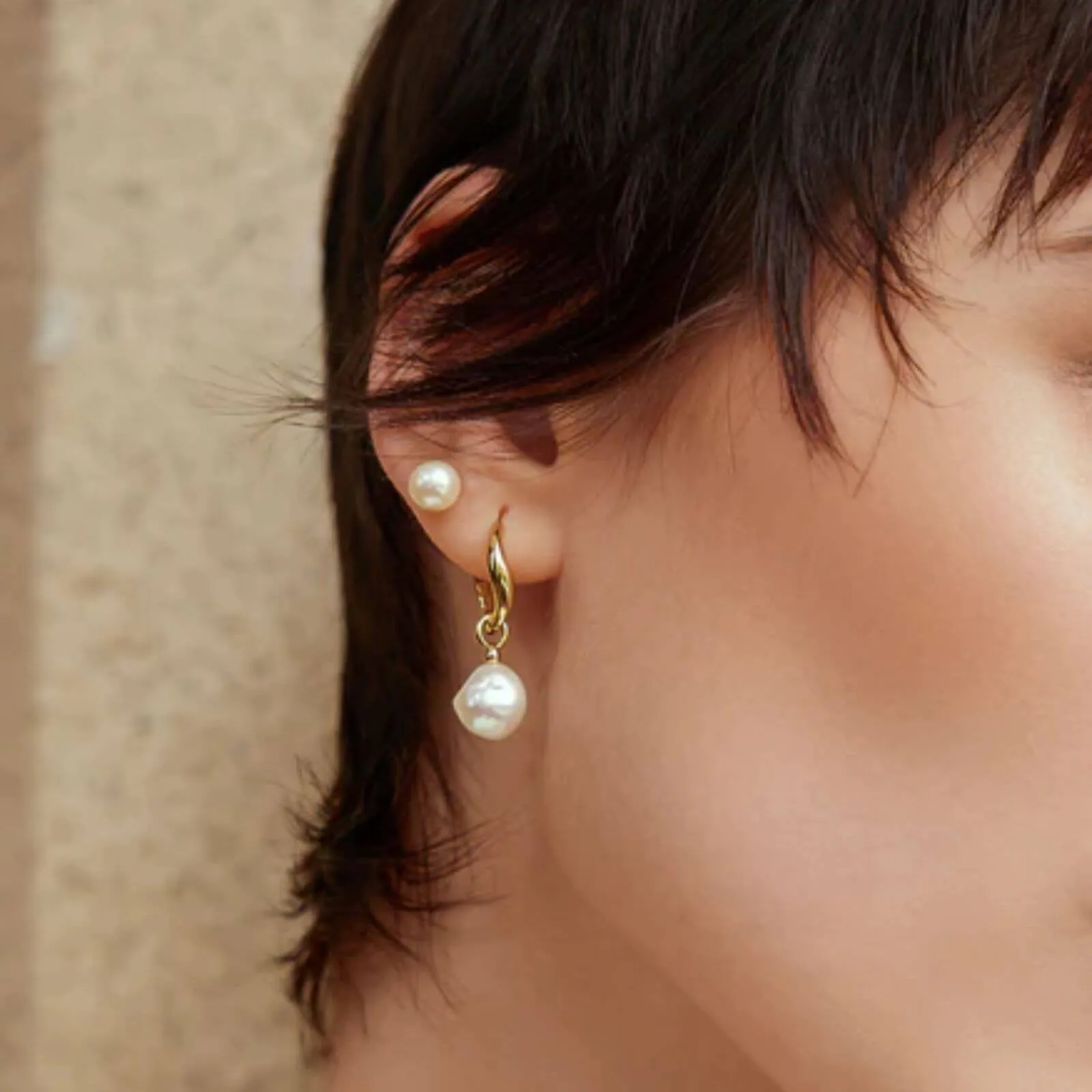 Ania Haie Chic Creator Gold Freshwater Pearl Drop Hoops