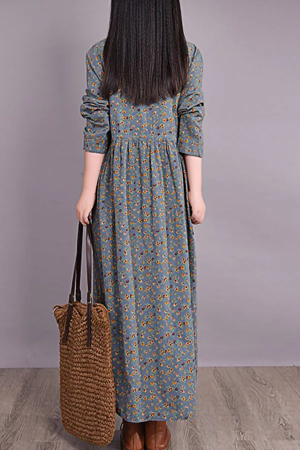 Autumn And Winter Floral Dress