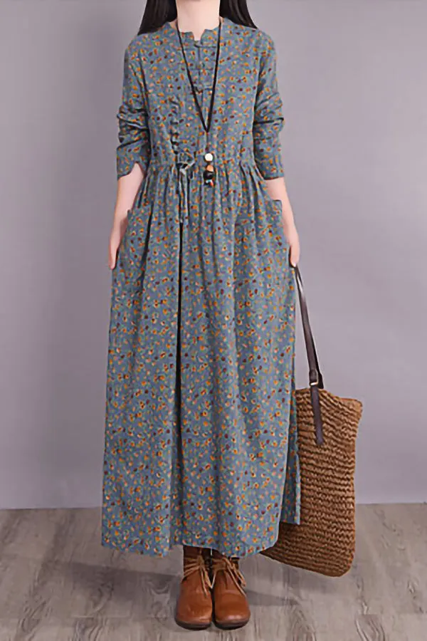 Autumn And Winter Floral Dress