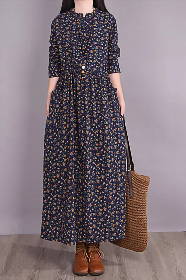 Autumn And Winter Floral Dress