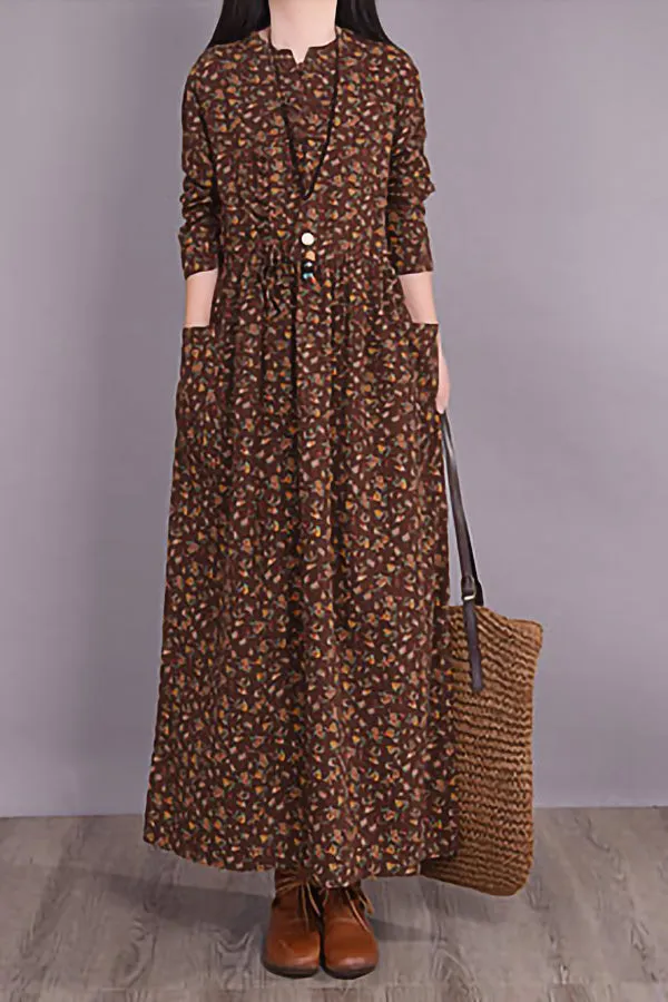 Autumn And Winter Floral Dress