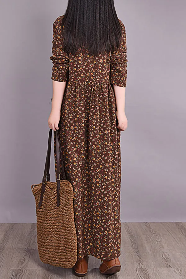 Autumn And Winter Floral Dress
