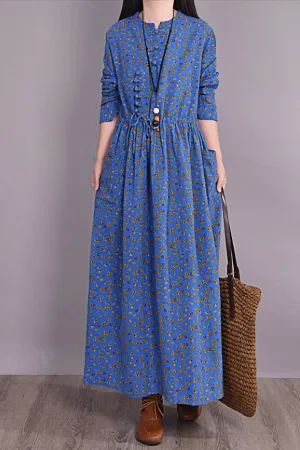 Autumn And Winter Floral Dress