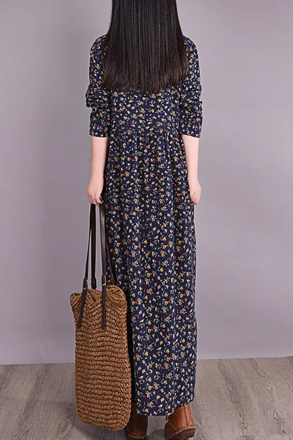 Autumn And Winter Floral Dress
