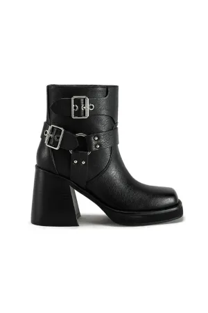 Azalea Wang Scooter Moto Heeled Booties for Women in Black | SCOOTER-BLACK