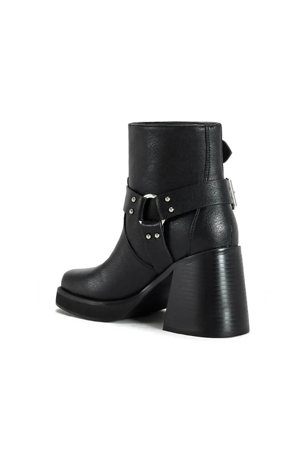 Azalea Wang Scooter Moto Heeled Booties for Women in Black | SCOOTER-BLACK