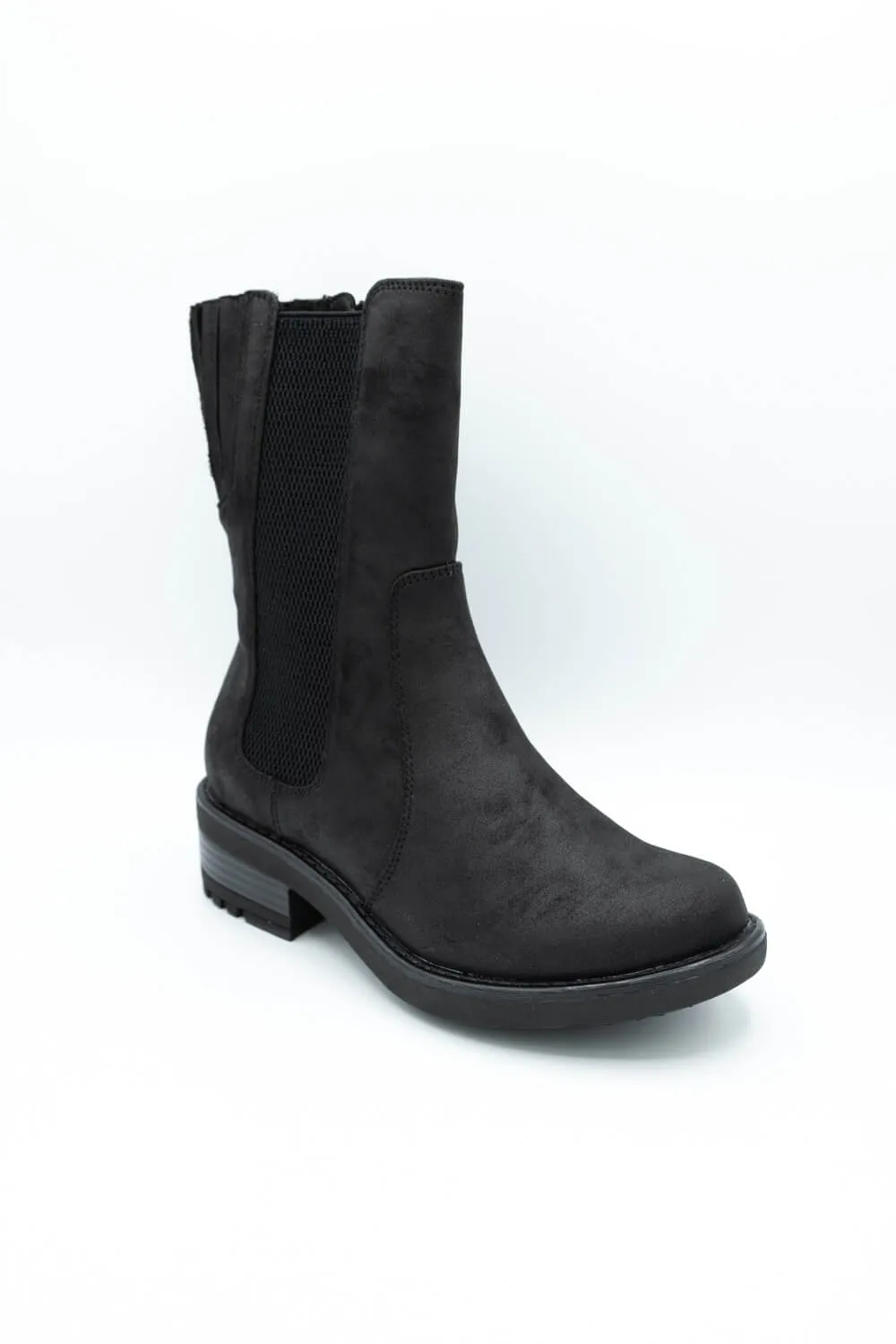 B52 by Bullboxer Mid Calf Lug Booties for Women in Black | 427647F6T-BLACK