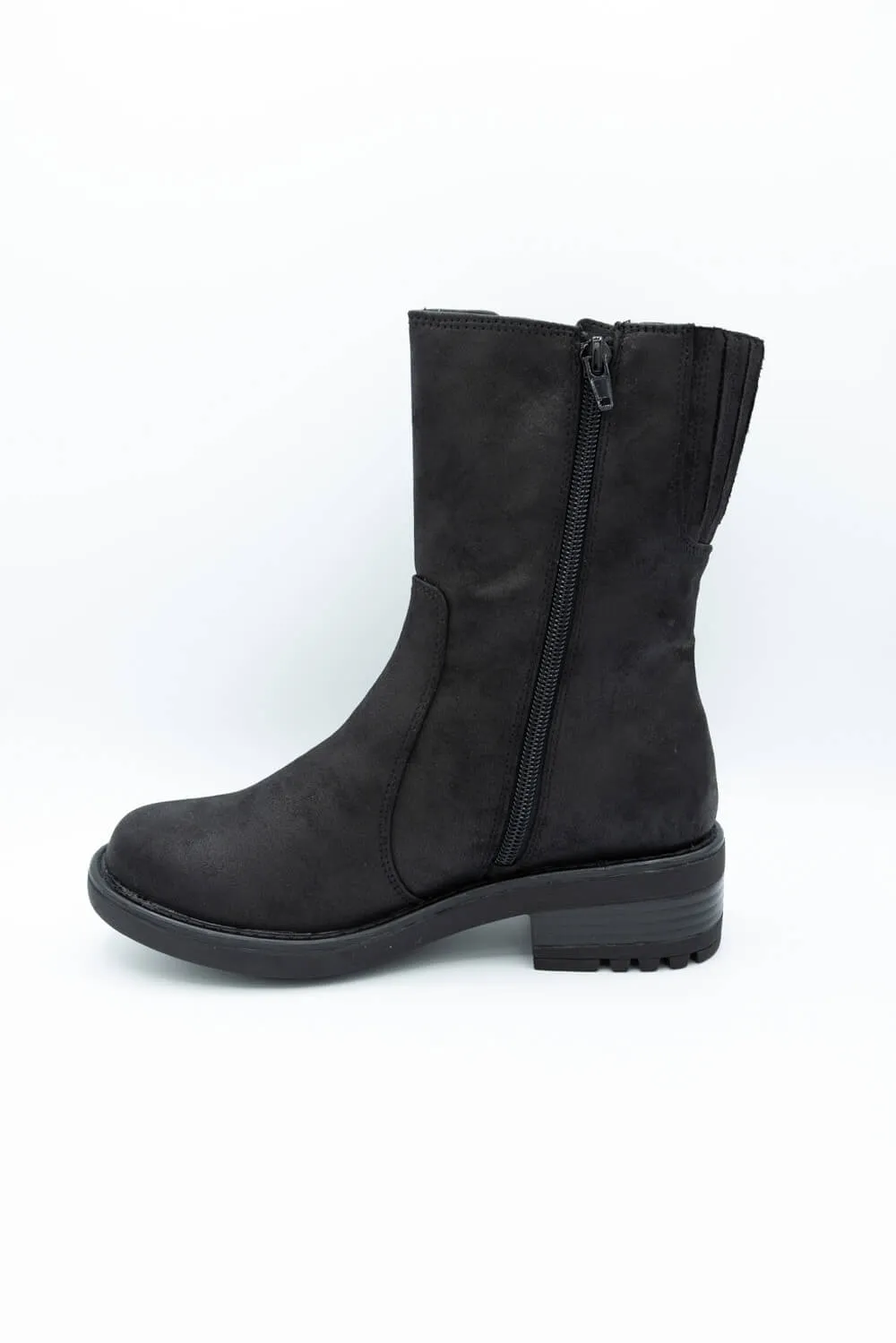B52 by Bullboxer Mid Calf Lug Booties for Women in Black | 427647F6T-BLACK