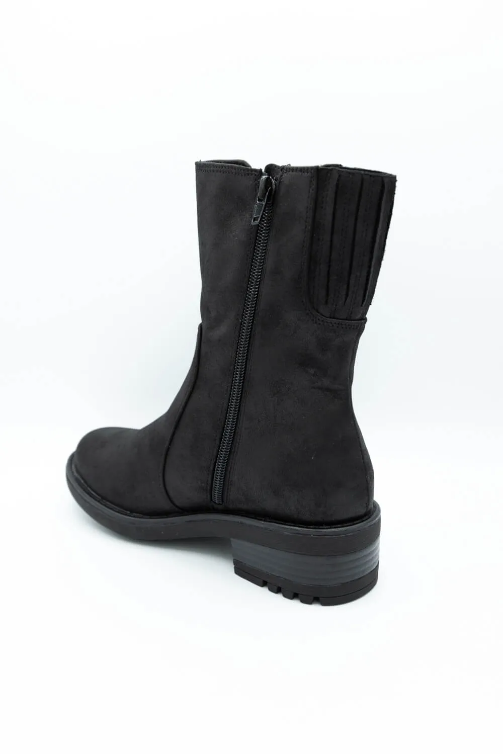B52 by Bullboxer Mid Calf Lug Booties for Women in Black | 427647F6T-BLACK