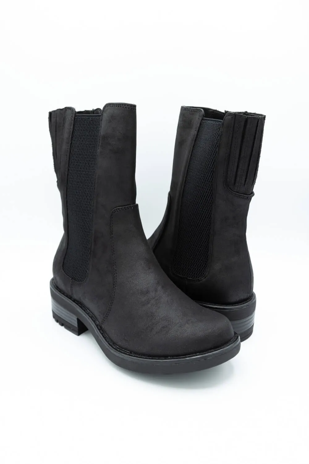 B52 by Bullboxer Mid Calf Lug Booties for Women in Black | 427647F6T-BLACK