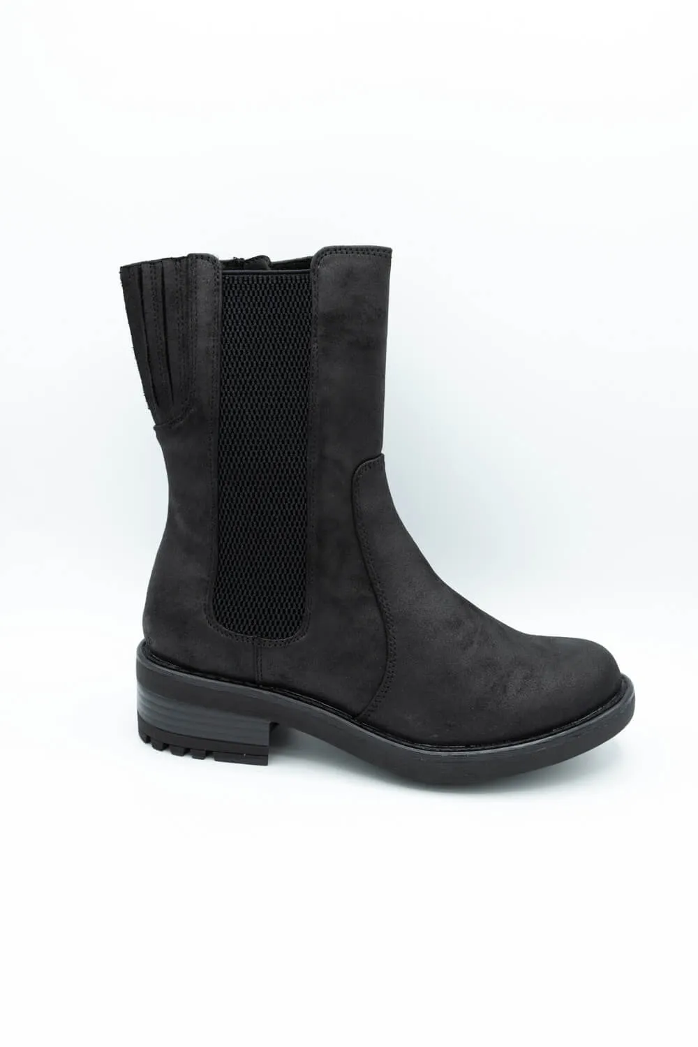 B52 by Bullboxer Mid Calf Lug Booties for Women in Black | 427647F6T-BLACK