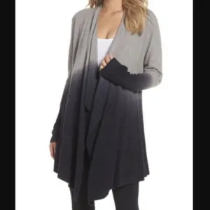 Barefoot Dreams Bamboo Chic Light Calypso Ombre Cardigan in Gray &amp; Black sz S/M